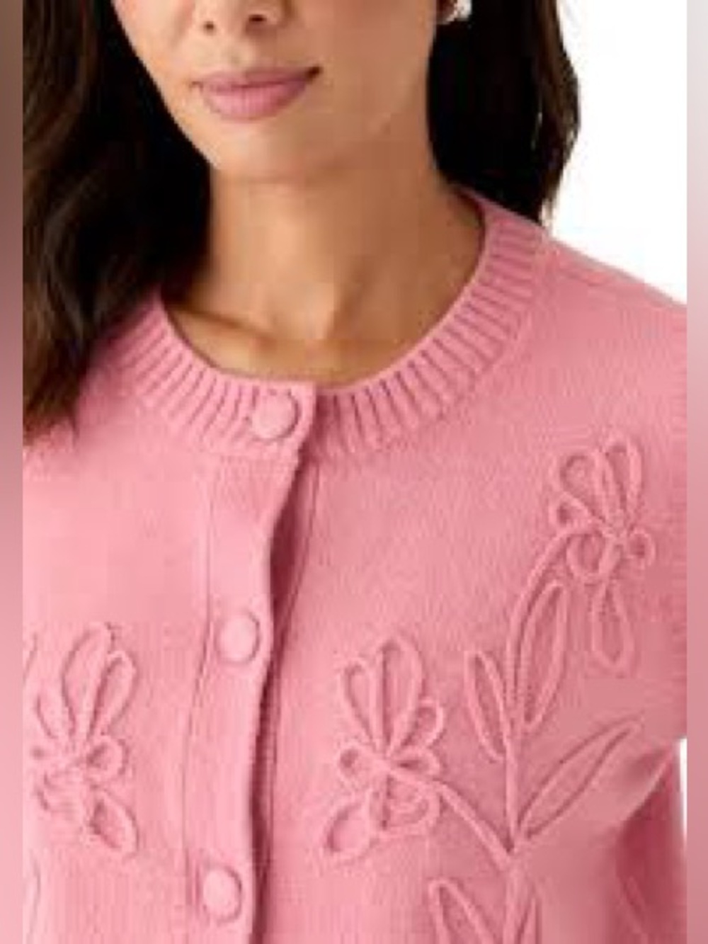 CeCe Scoop-Neck Sweater Cardigan in Dusty Rose